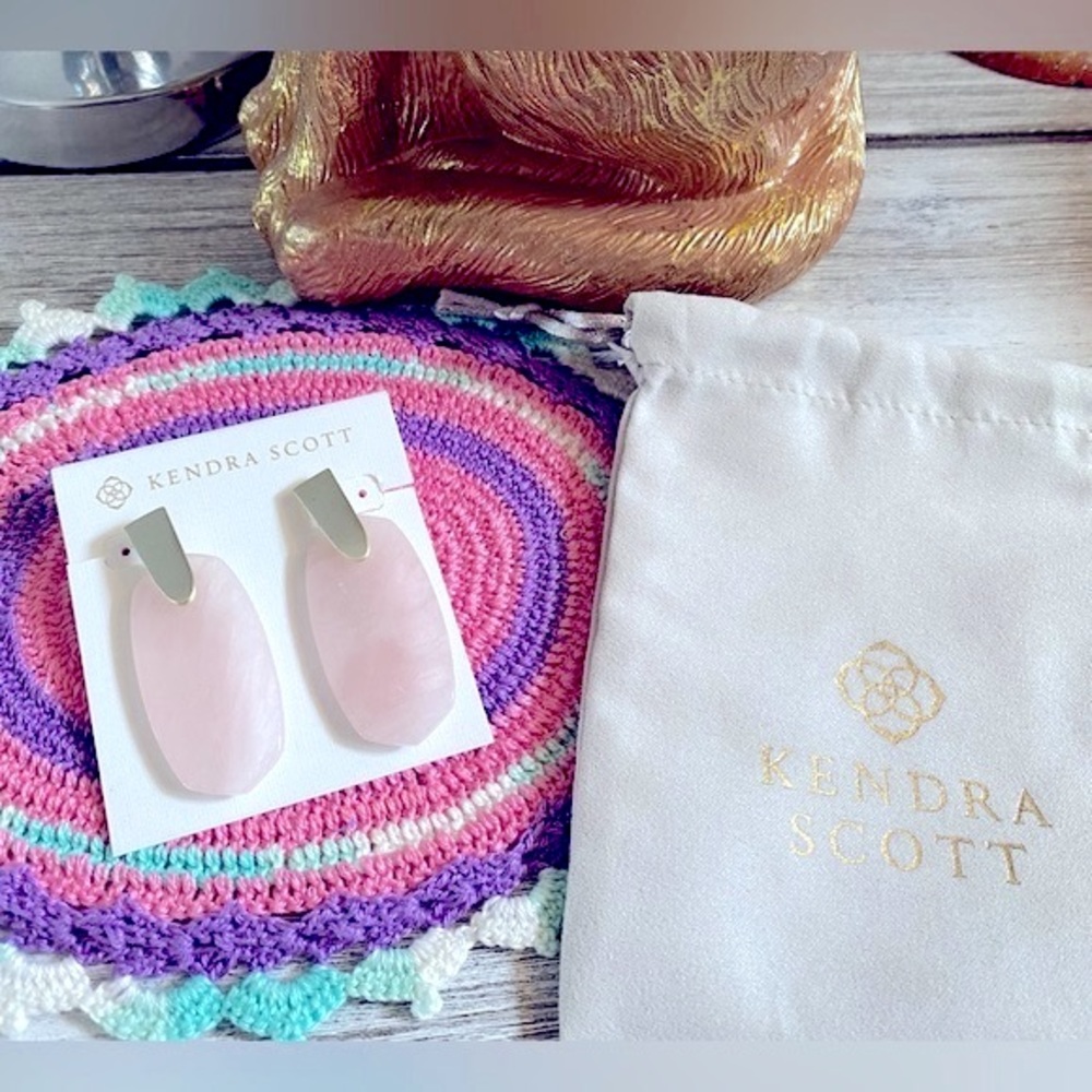 Kendra Scott Aragon Silver Drop Earrings ✨ Rose Quartz